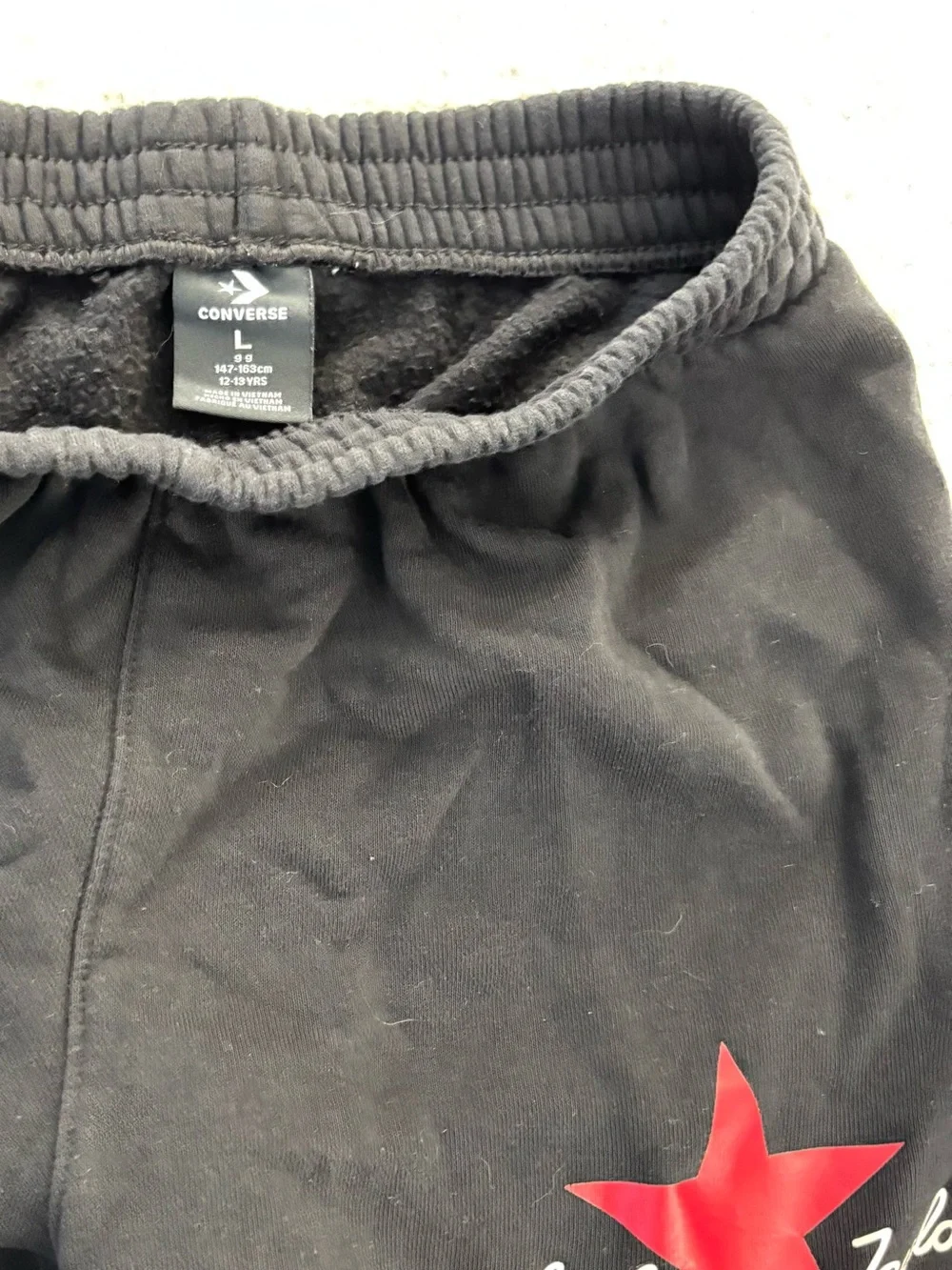 Converse Black Jogger Sweatpants with Red Star